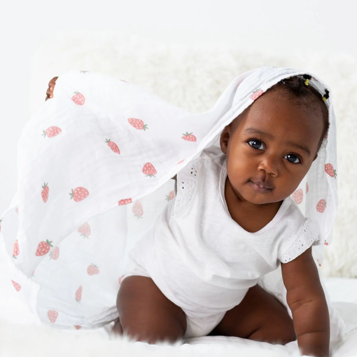 Cotton Muslin Swaddle - Strawberries