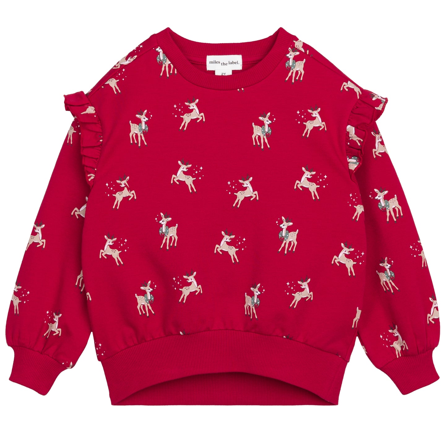 Fleece Ruffled Sweatshirt - Oh Reindeer