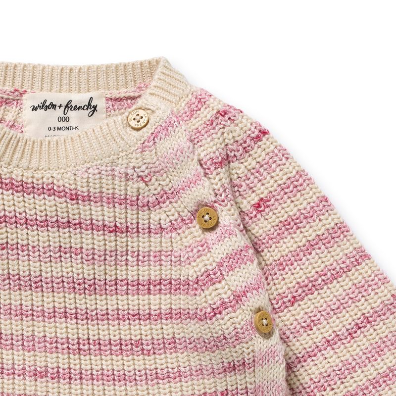 Knit Stripe Kimono Cardigan - Rhubarb and Cream