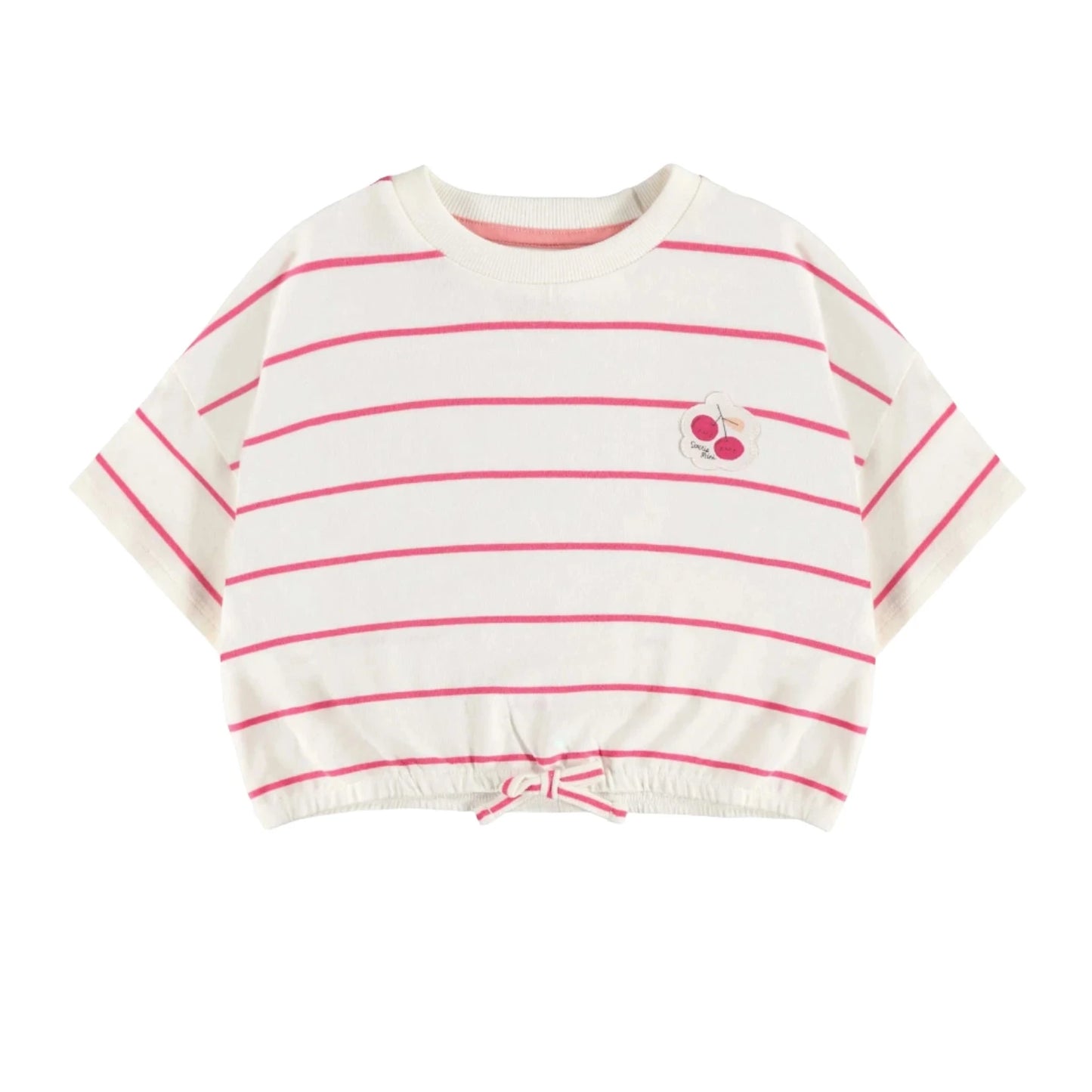 Boxy Drawstring Tee - Pink Stripe