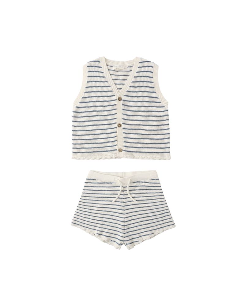 Knit Vest Set - Marine Stripe
