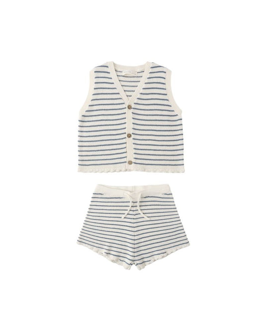Knit Vest Set - Marine Stripe