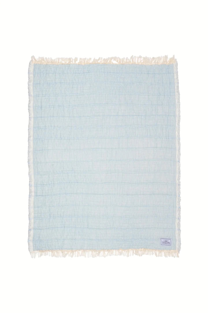The Lotus Quilted Baby Blanket - Blue