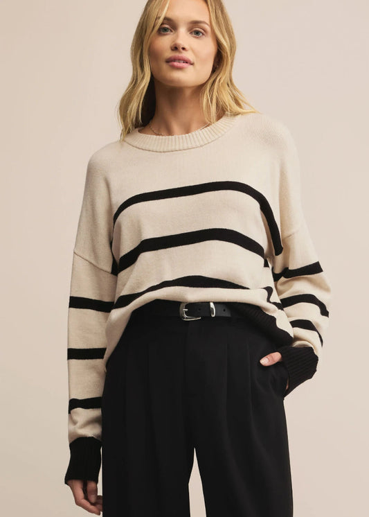 Jordane Striped Sweater - Light Oatmeal Heather