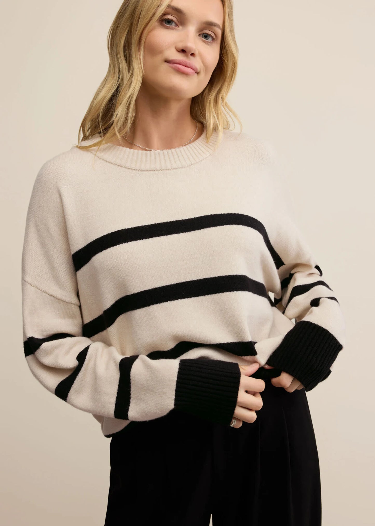 Jordane Striped Sweater - Light Oatmeal Heather
