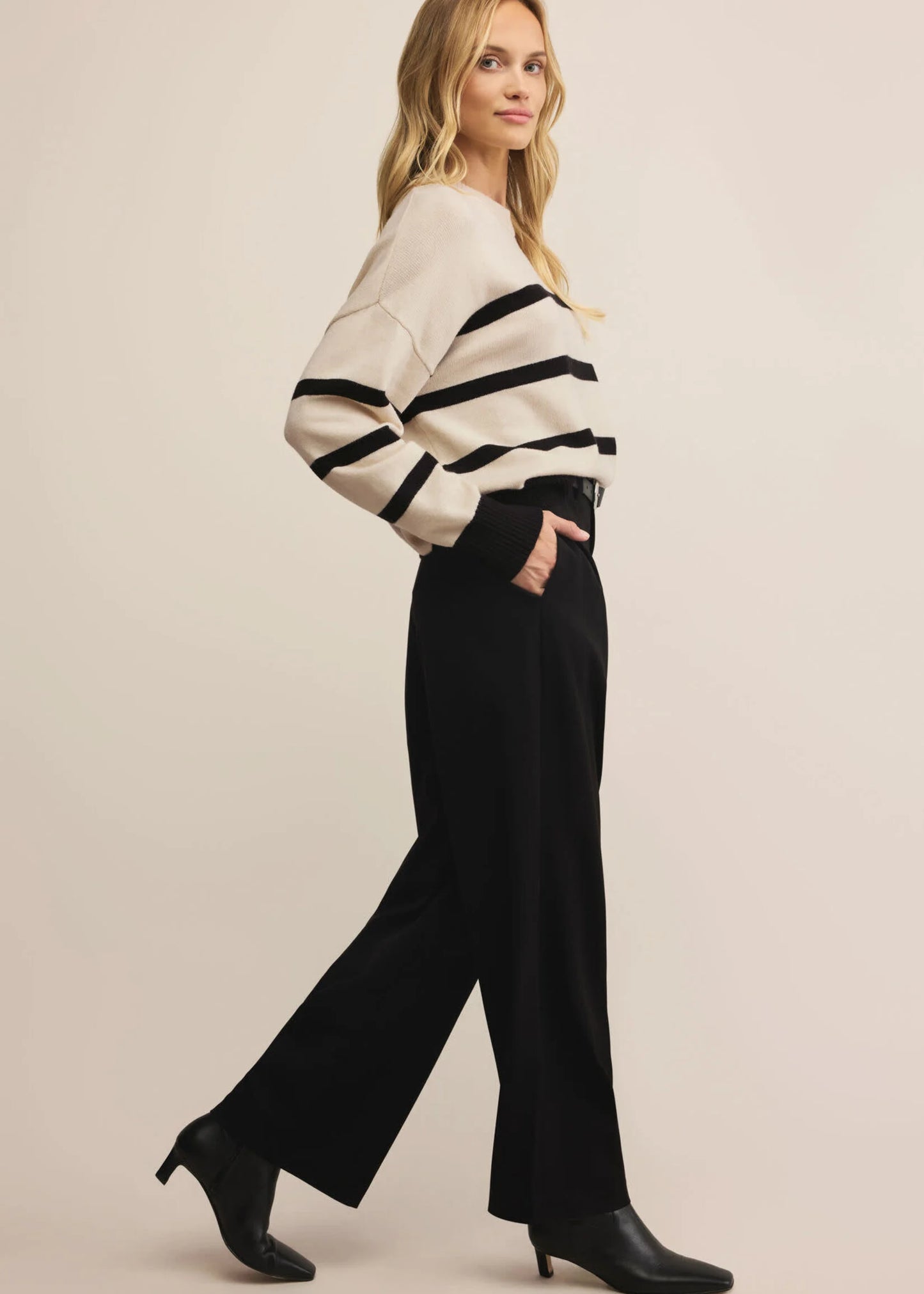 Jordane Striped Sweater - Light Oatmeal Heather