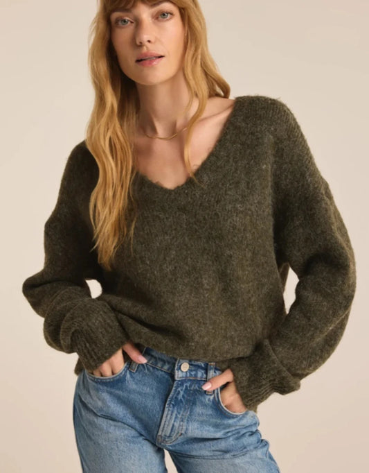 All I Want V-Neck Sweater - Grape Leaf