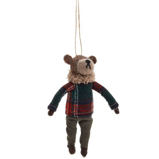 Wool Ornament - Bear with Sweater