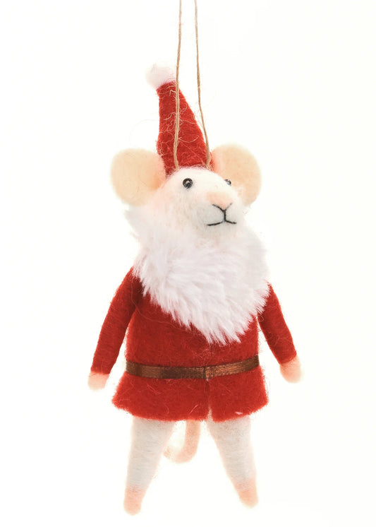 Wool Ornament - Santa Mouse