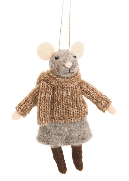 Wool Ornament - Mrs Mouse