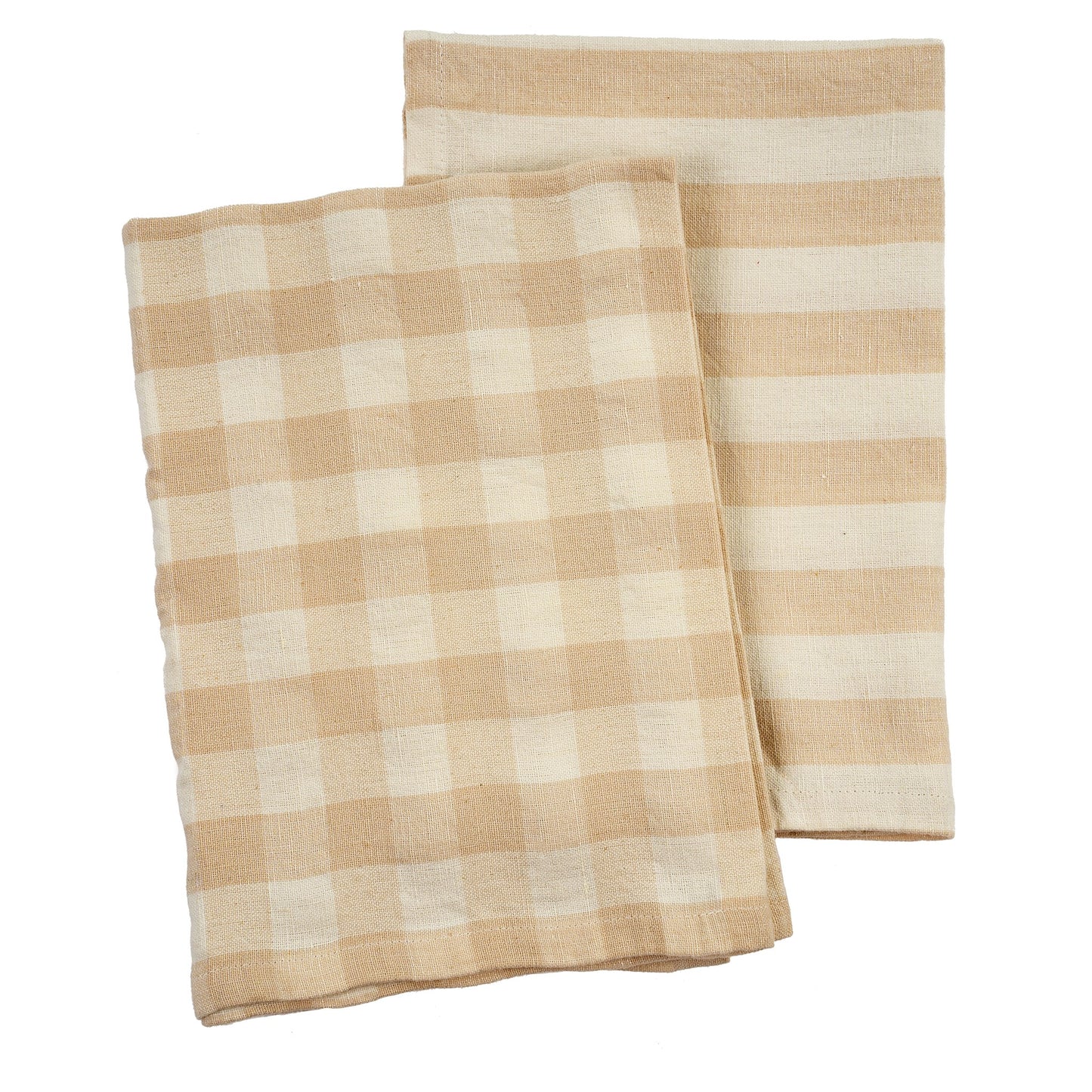 Linen Gingham Tea Towels - Clay