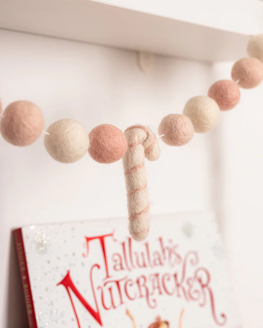 Felt Garland - Pink Gingerbread and Candy Canes