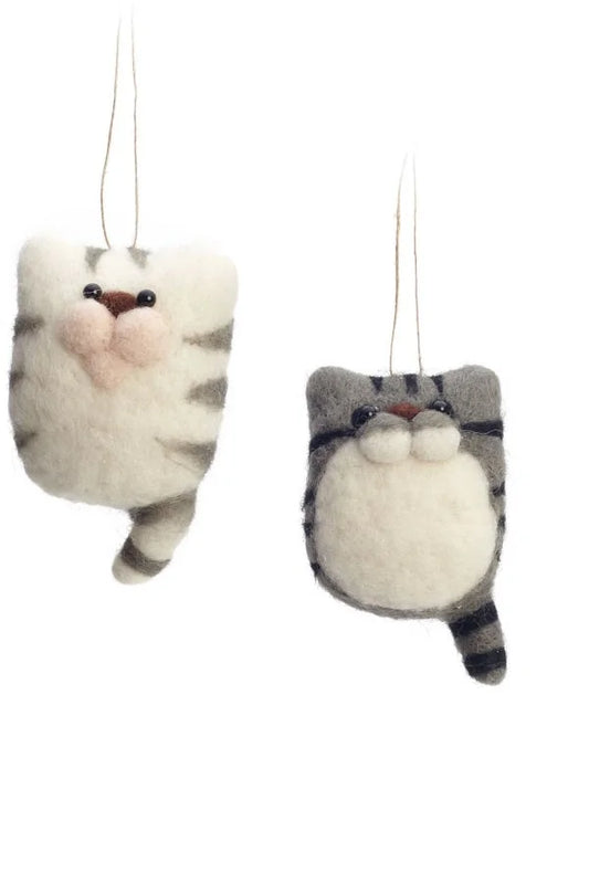 Wool Ornament - Tabby Cat (grey)