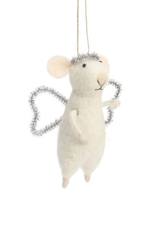 Wool Ornament - Angel Mouse