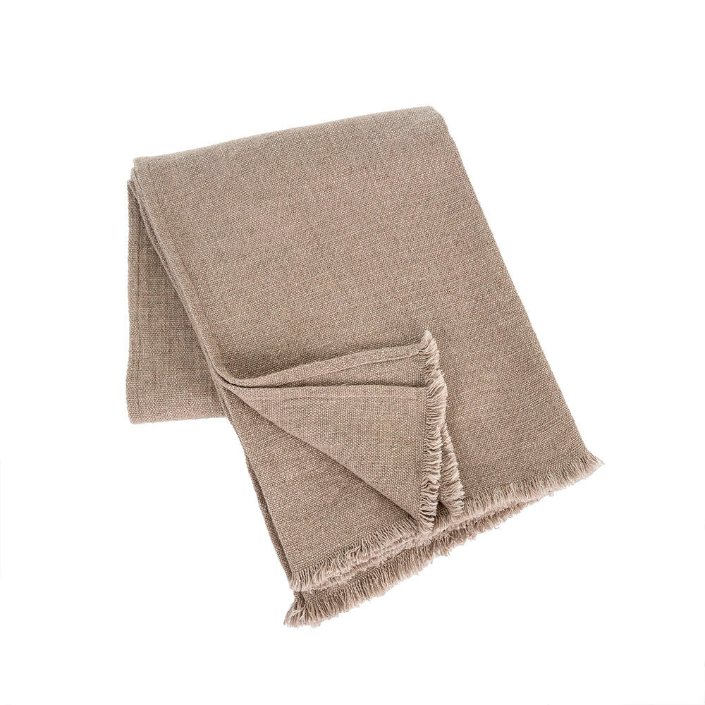 Linen End of Bed Blanket - Dusty Beige