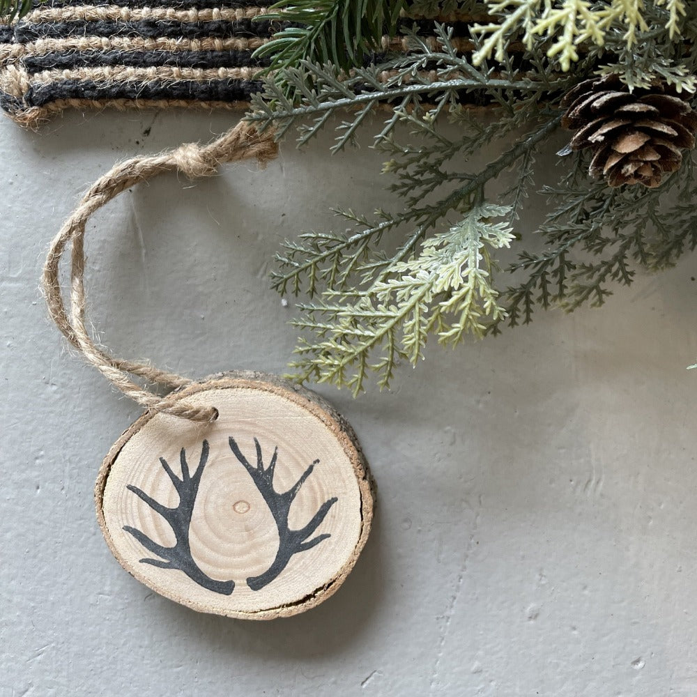 Wooden Holiday Ornament - Antlers