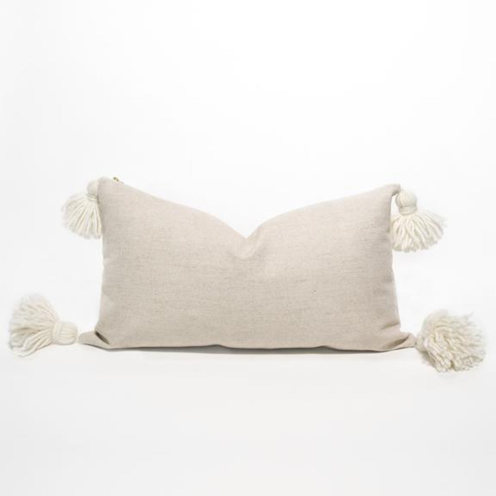 Happy Tassel Lumbar Pillow - Sand