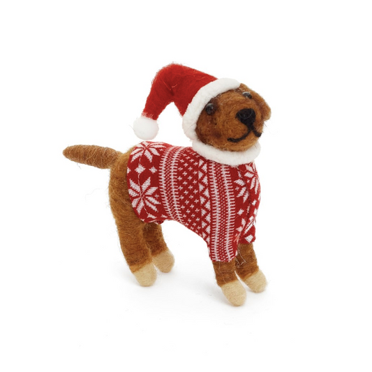 Wool Ornament - Sweater Dog