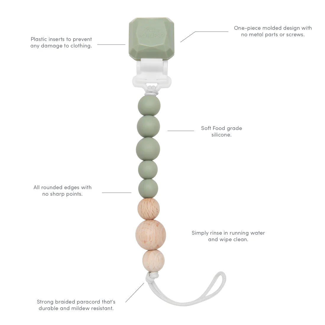 Silicone Pacifier Clip - Coconut Milk