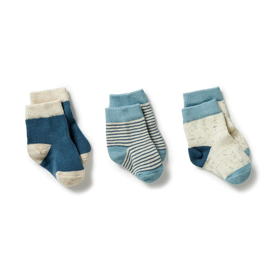 Organic Baby Socks 3pk - Bluestone