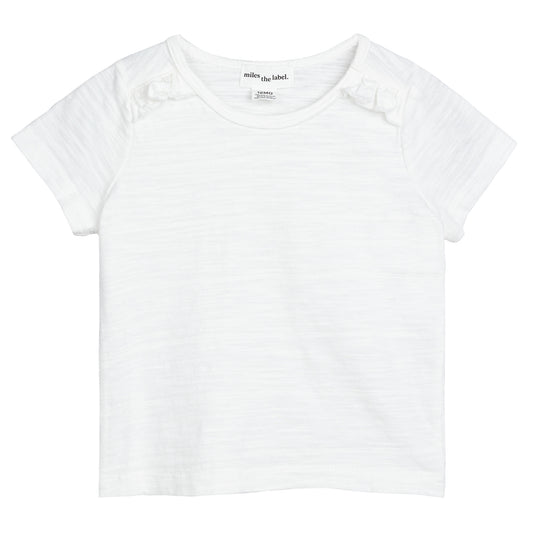 Cotton Slub Ruffle T-Shirt - Off White