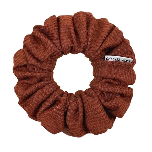 Scrunchie - French Ribbed Brown