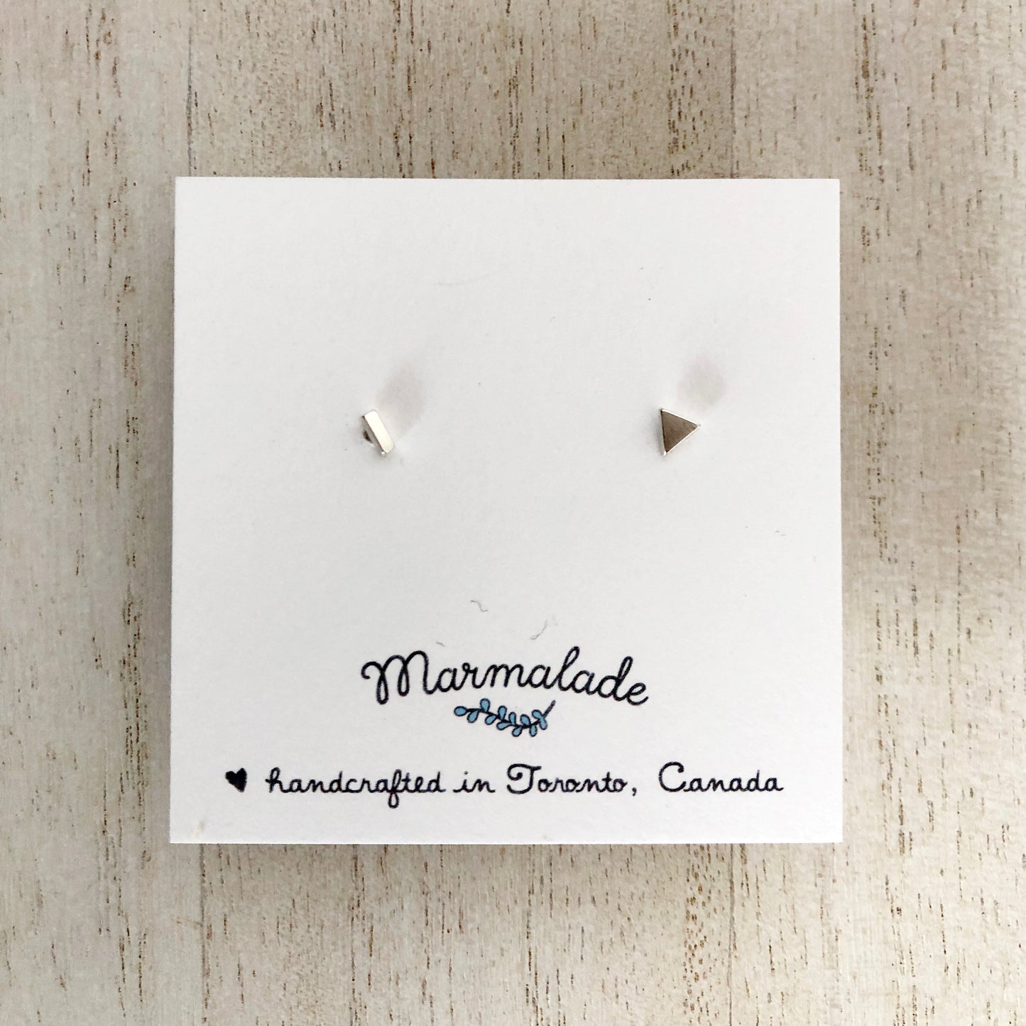 Mismatched Stud Set (Triangle + Bar) - Small Silver
