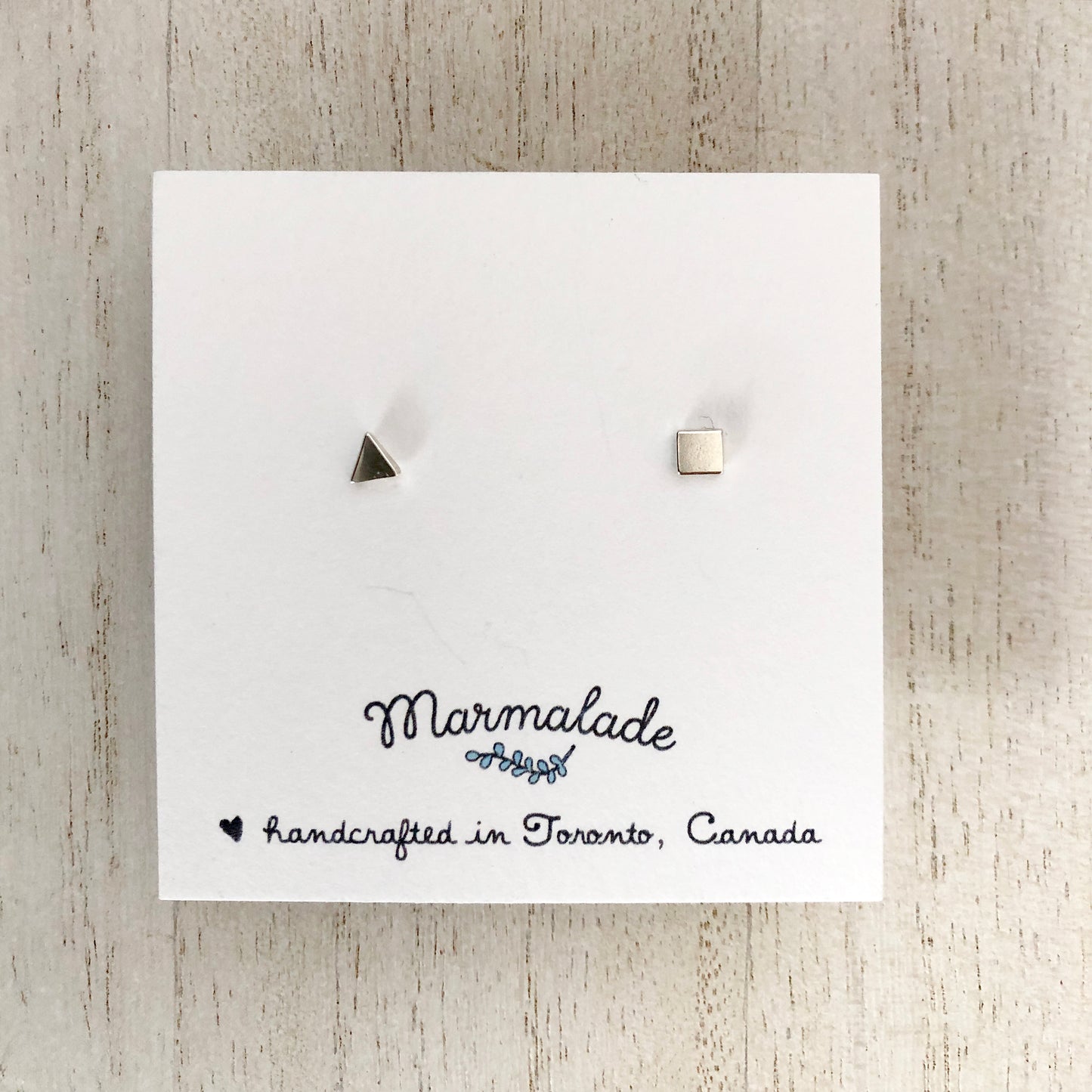 Mismatched Stud Set (Triangle + Square) - Small Silver